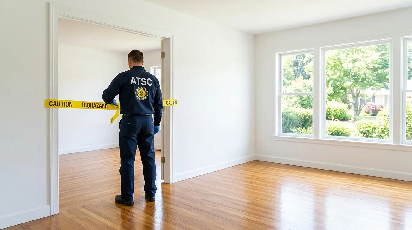 Certified biohazard cleanup crew performing Decomposition Cleanup in North Merrick